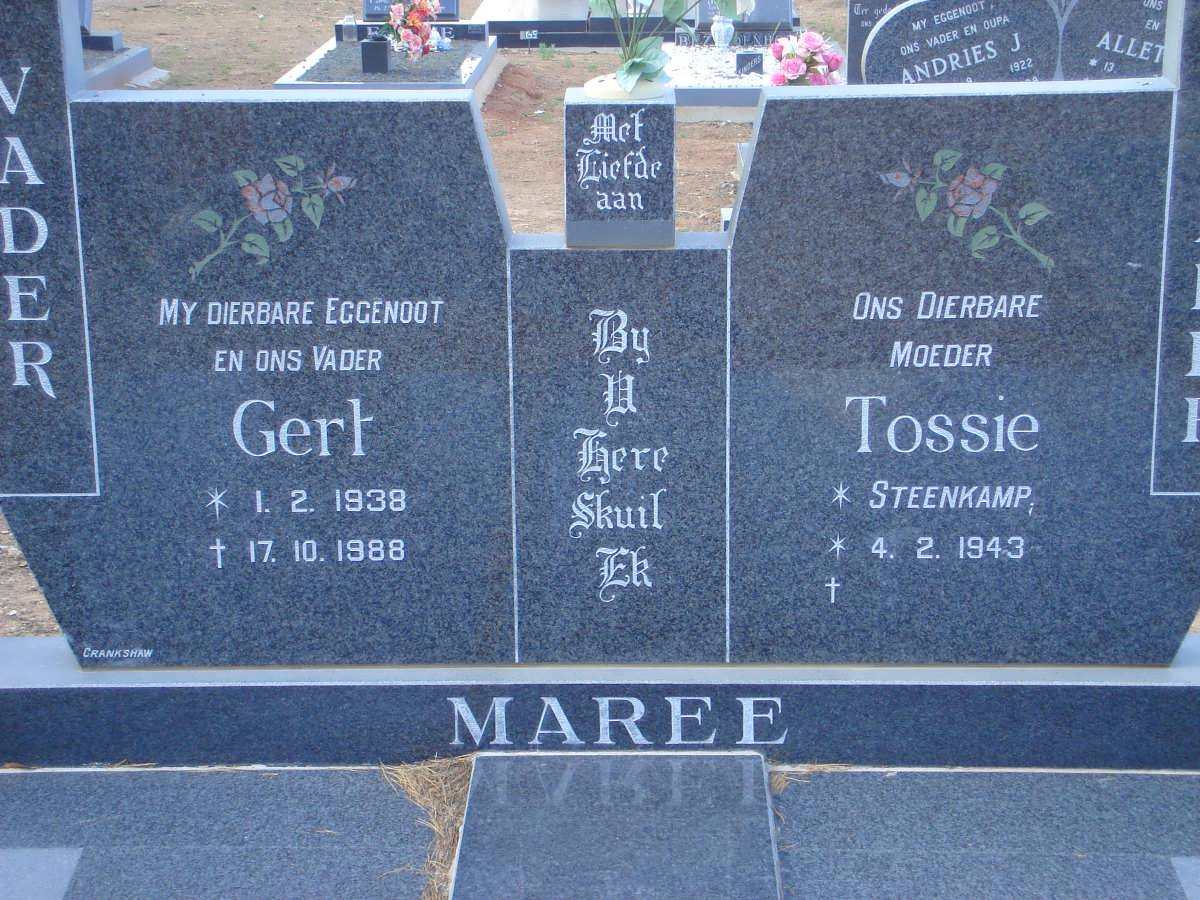 MAREE Gert 1938-1988 &amp; Tossie STEENKAMP 1943-