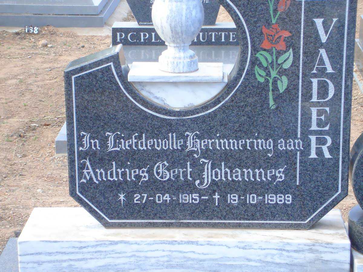 MERWE Andries Gert Johannes, van der 1915-1989