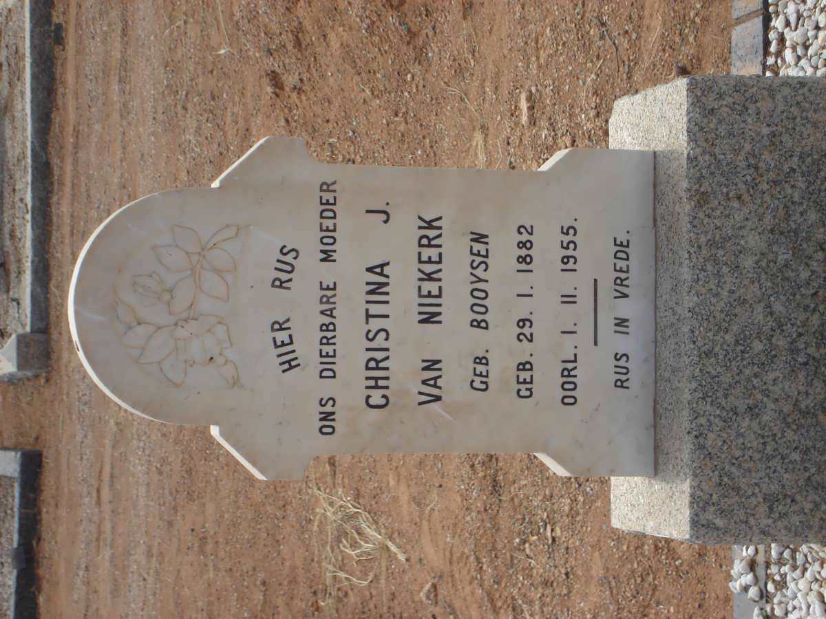 NIEKERK Christina J., van nee BOOYSEN 1882-1955