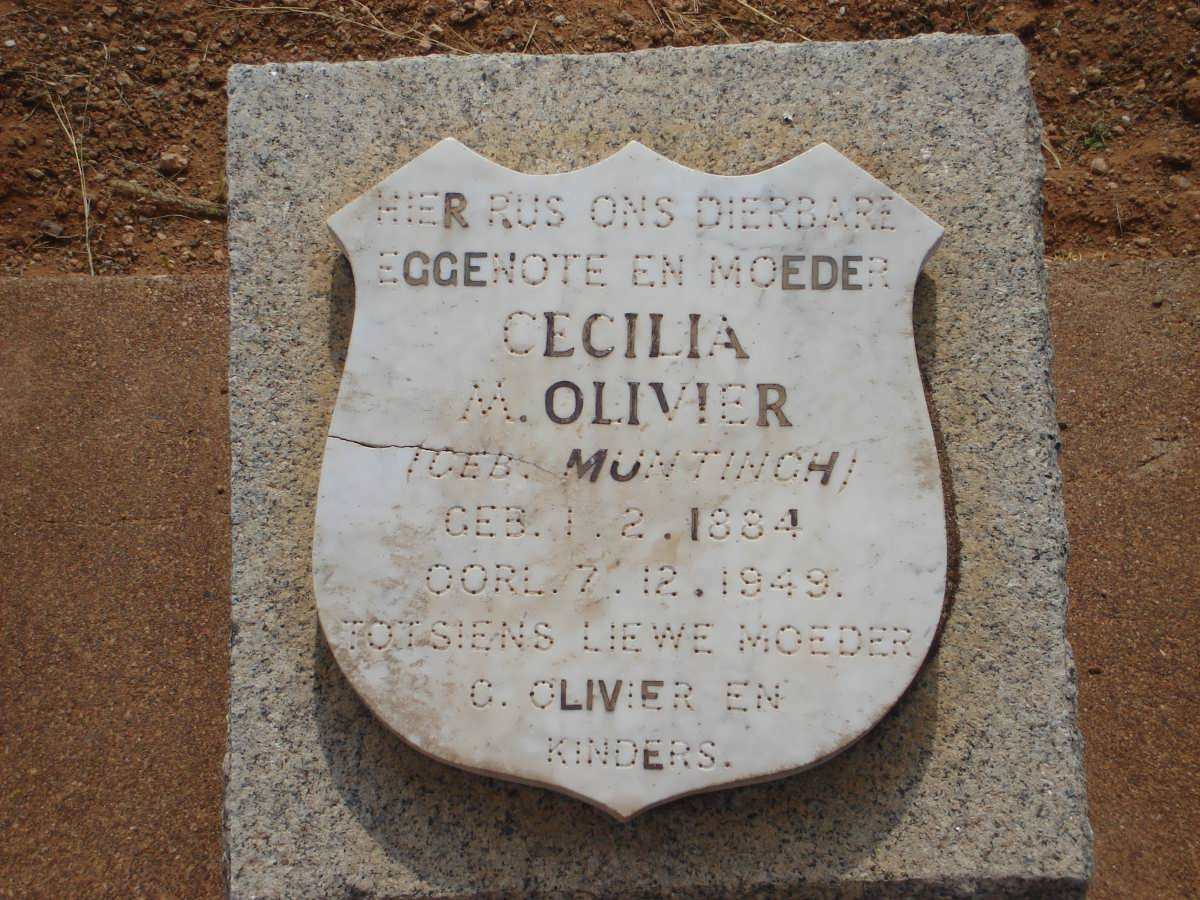 OLIVIER Cecilia M. nee MUNTINGH 1884-1949