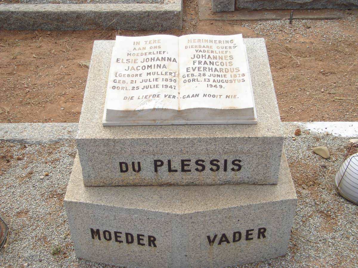 PLESSIS Johannes Francois Everhardus, du 1878-1949 &amp; Elsie Johanna Jacomina MULLER 1850-1947