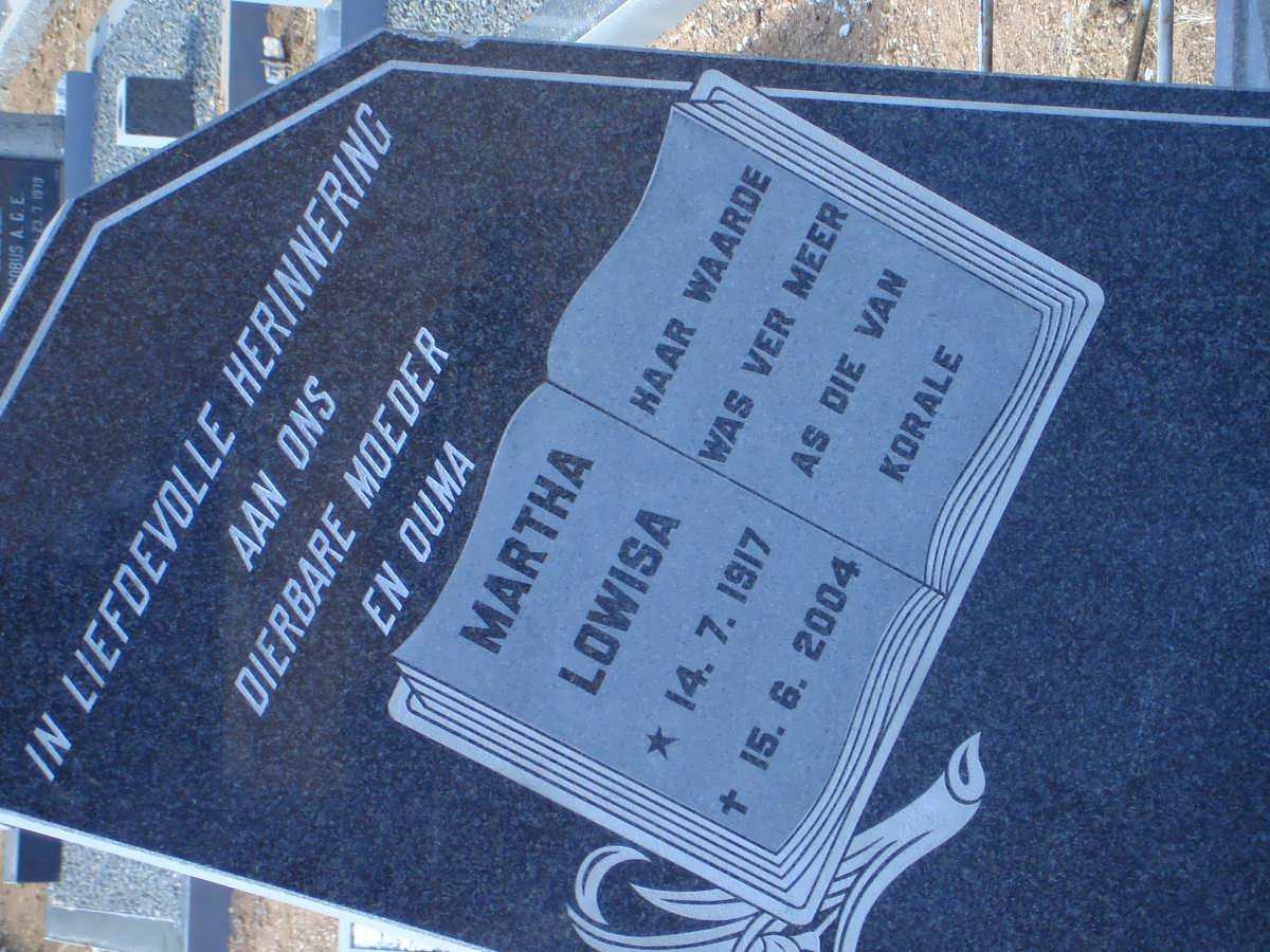 PLESSIS Martha Lowisa , du 1917-2004