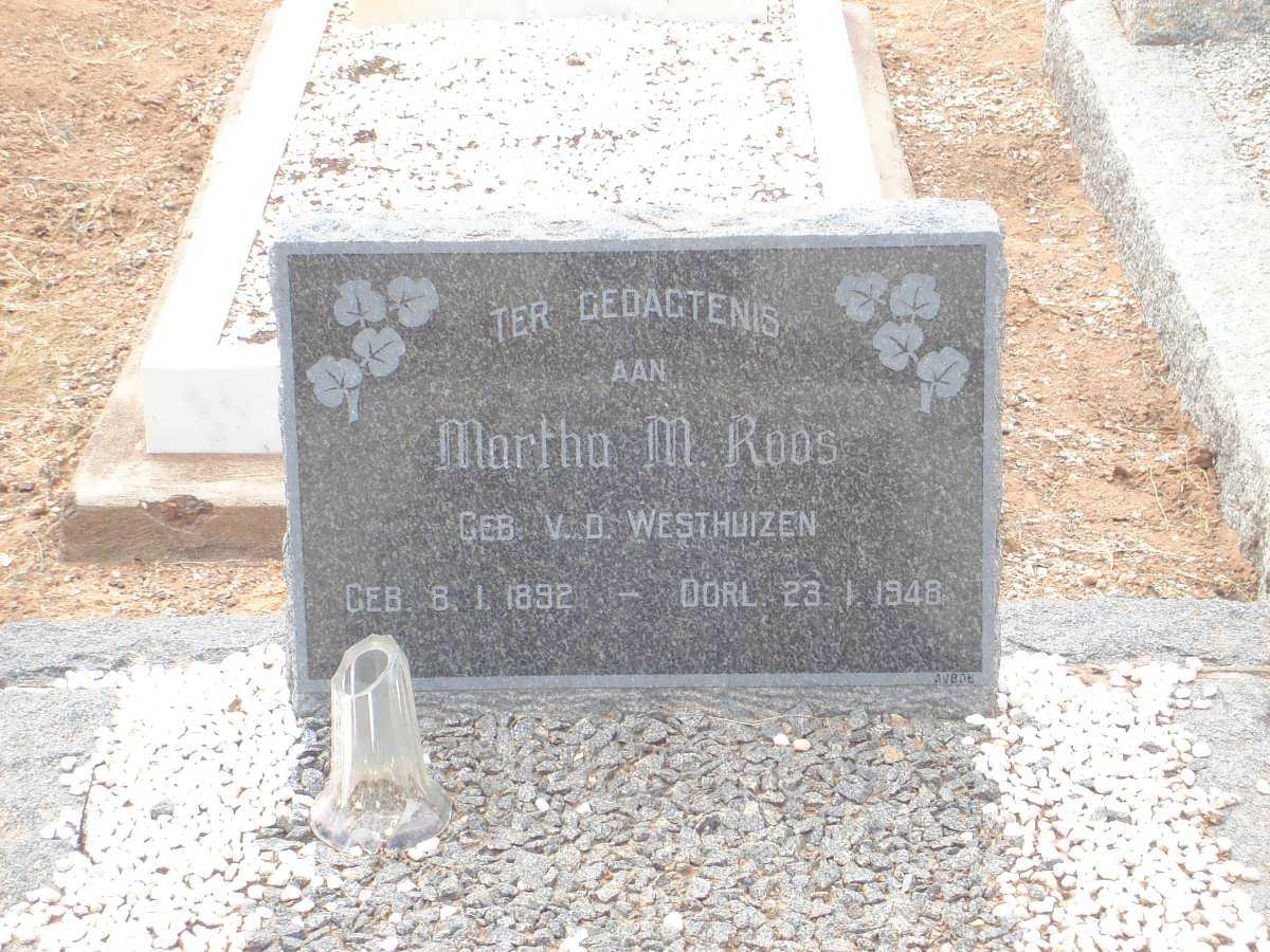 ROOS Martha M. nee V.D. WESTHUIZEN 1892-1948