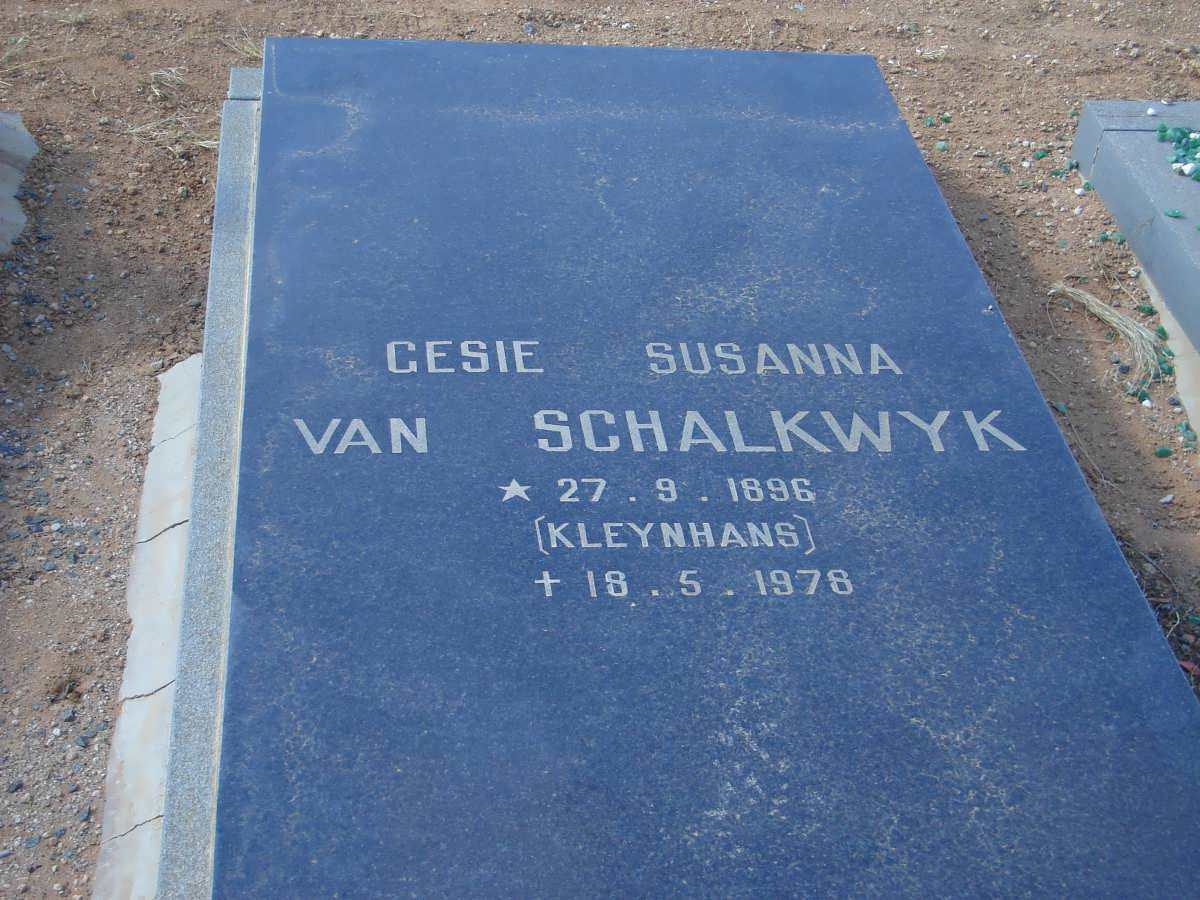 SCHALKWYK Gesie Susanna, van nee KLEYNHANS 1896-1978