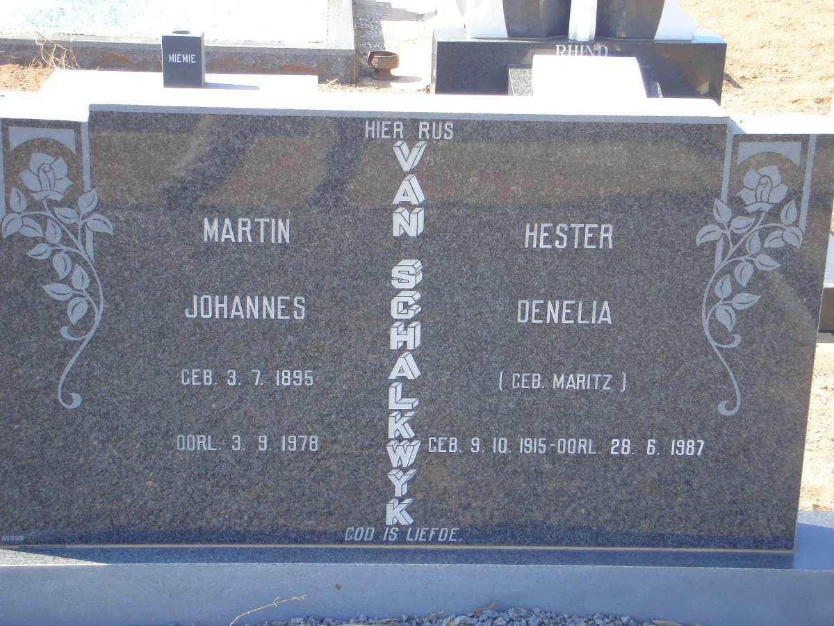 SCHALKWYK Martin Johannes, van 1895-1978 &amp; Hester Denelia MARITZ 1915-1987