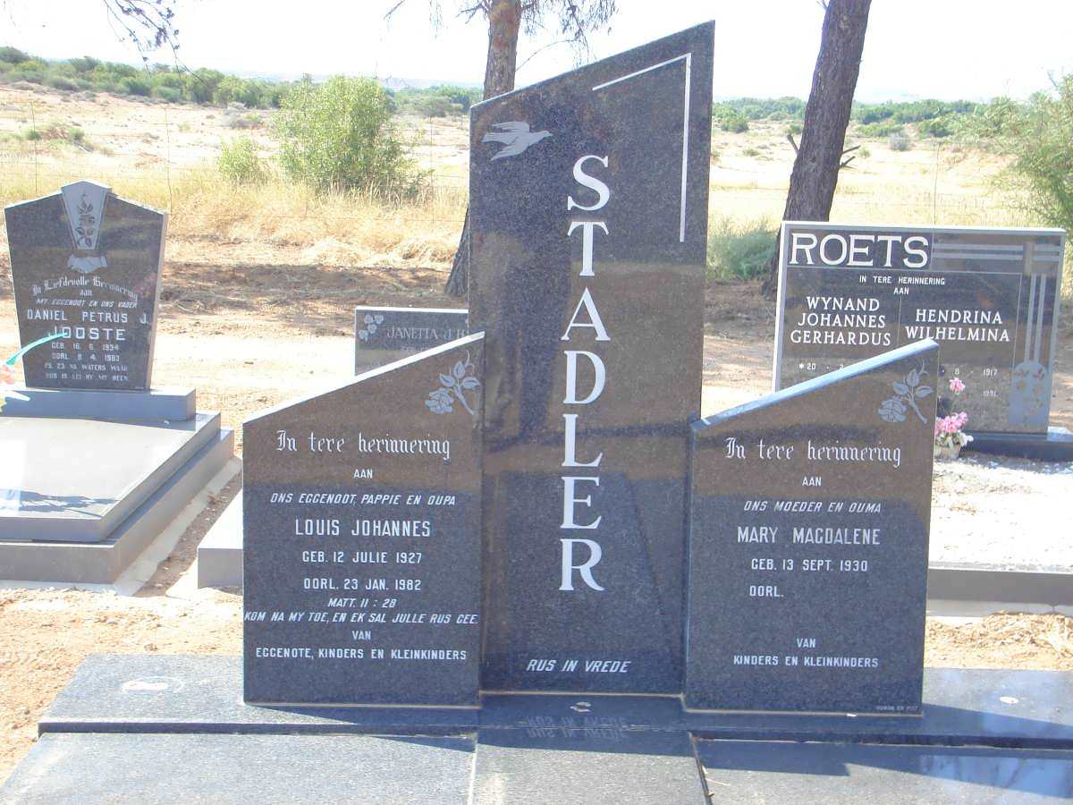 STADLER Louis Johannes 1927-1982 &amp; Mary Magdalene 1930-