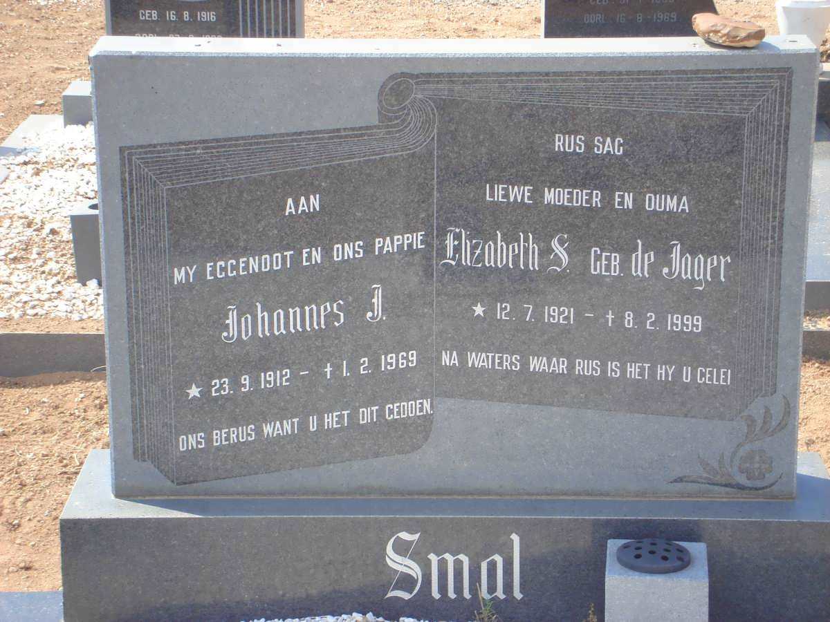 SMAL Johannes J. 1912-1969 &amp; Elizabeth S. DE JAGER 1921-1999