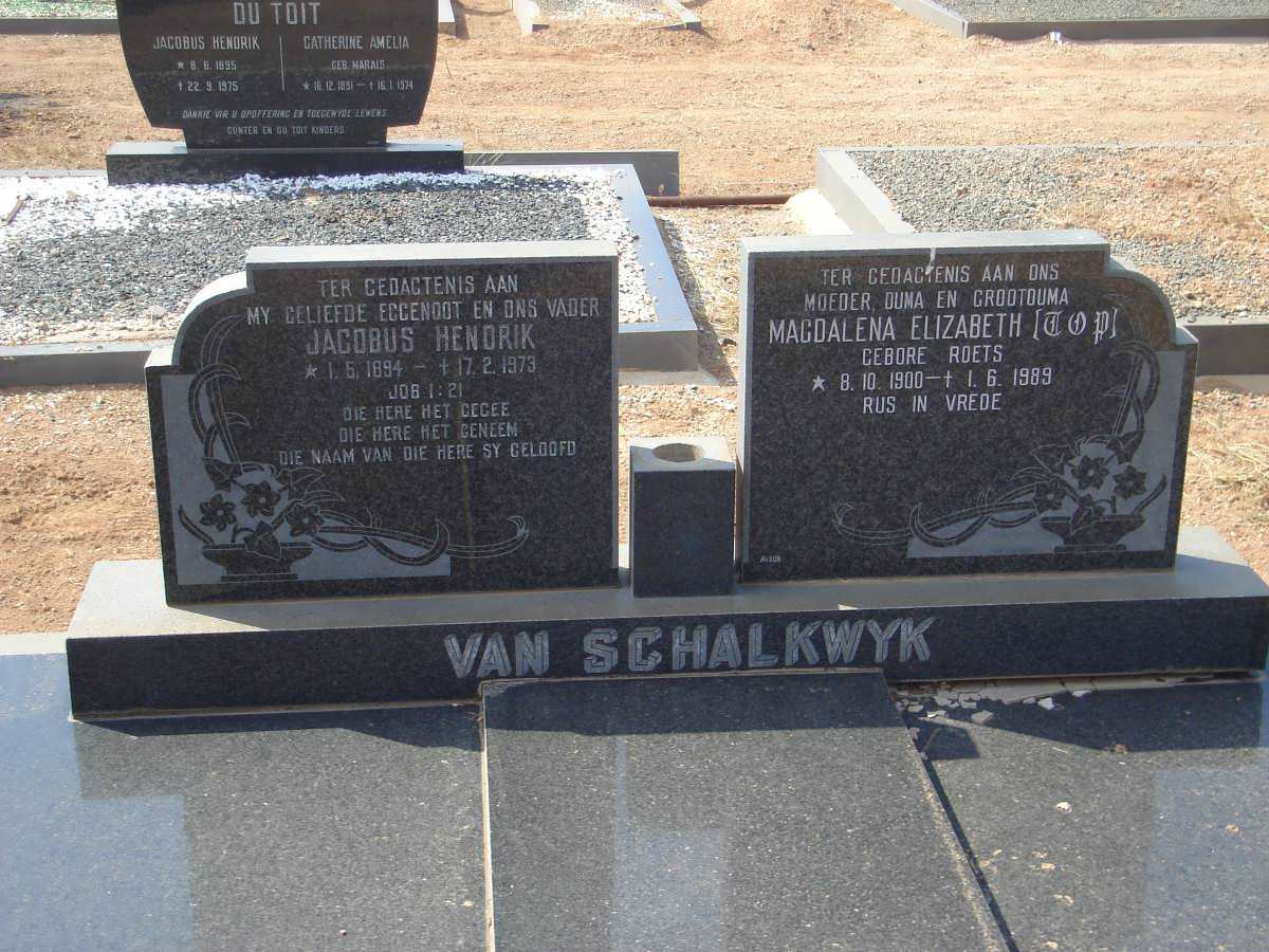 SCHALKWYK Jacobus Hendrik, van 1894-1973 &amp; Magdalena Elizabeth ROETS 1900-1989