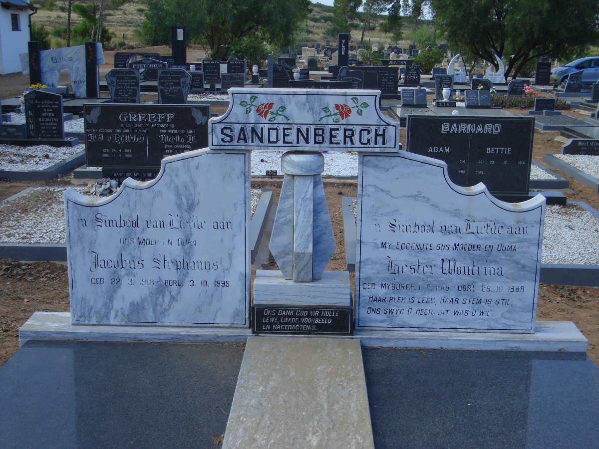 SANDENBERGH Jacobus Stephanus 1918-1995 &amp; Hester Woutrina MYBURGH 1915-1988