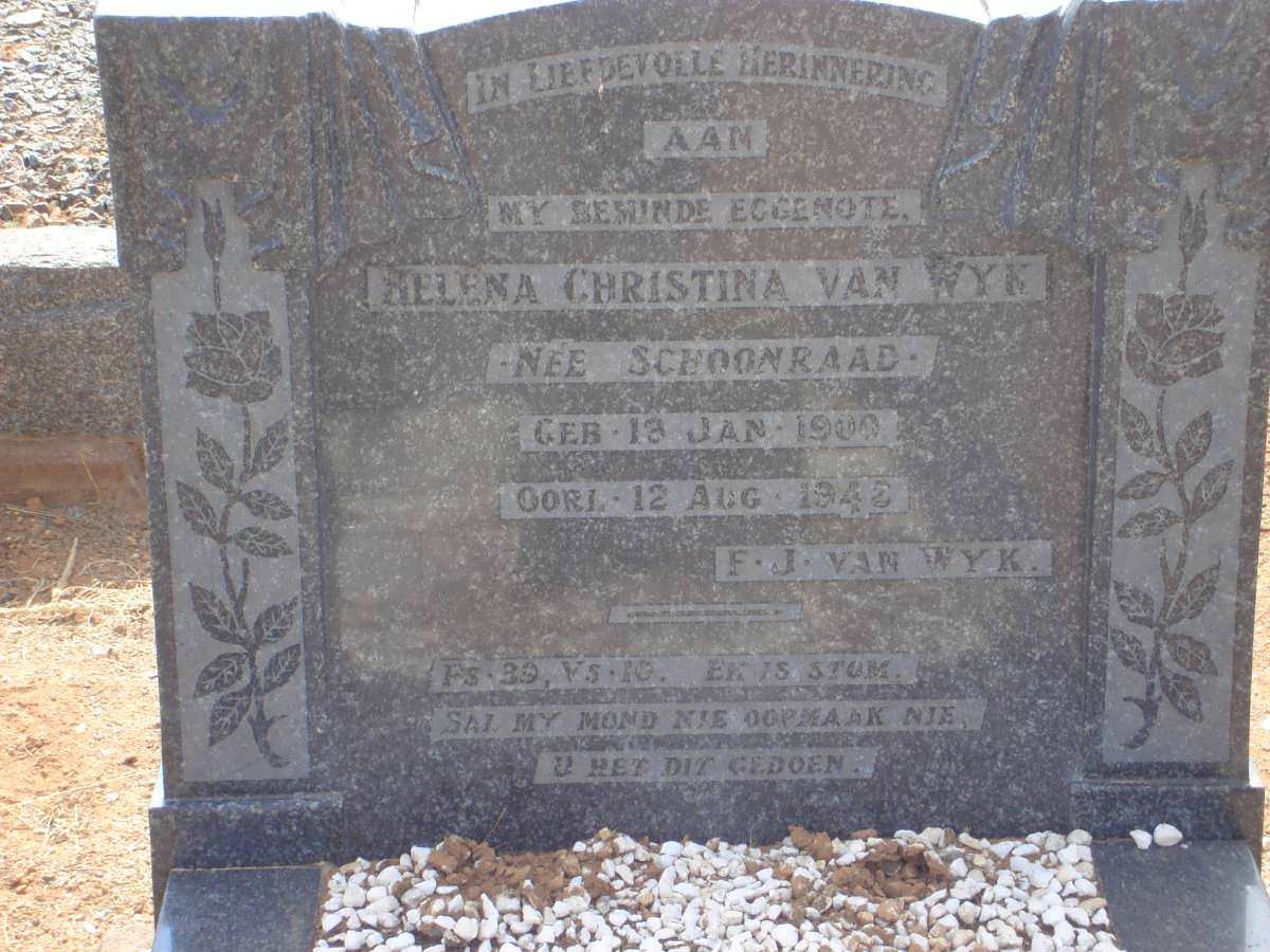 WYK Helena Christina, van nee SCHOONRAAD 1900-1942