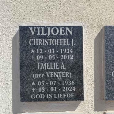 VILJOEN Christoffel J. 1934-2012 & Emelie A. VENTER 1936-2024