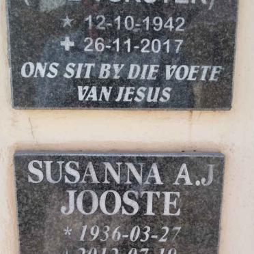 JOOSTE Joseph A. 1942-2010 & Susanna A.J. 1936-2012 