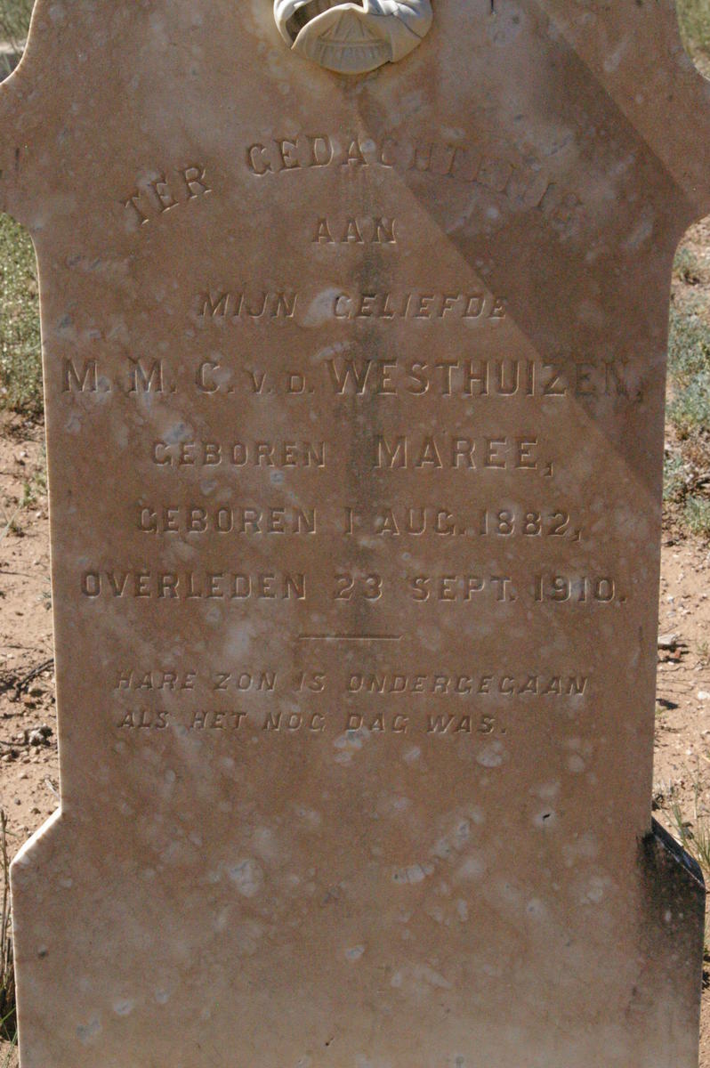 WESTHUIZEN M.M.C., v.d. nee MAREE 1882-1910