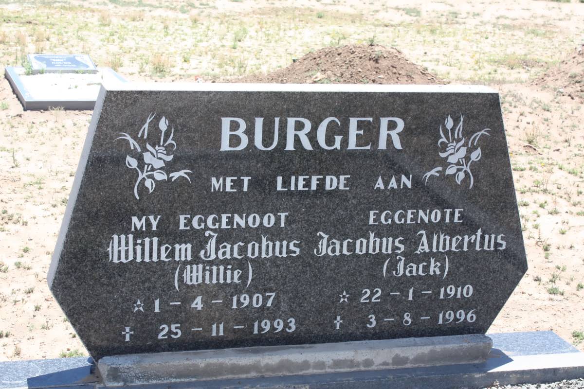 BURGER Willem Jacobus 1907-1993 &amp; Jacobus Albertus 1910-1996