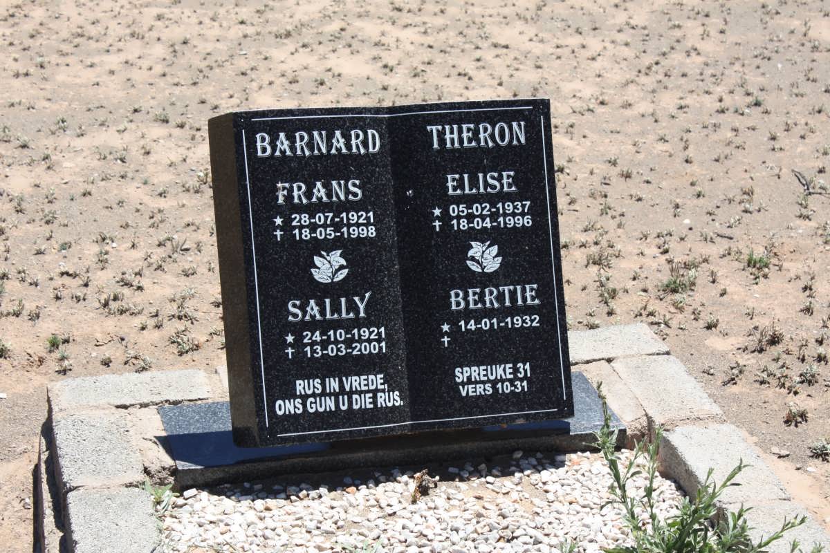 BARNARD Frans 1921-1998 &amp; Sally 1921-2001 :: THERON Bertie 1932- &amp; Elize 1937-1996