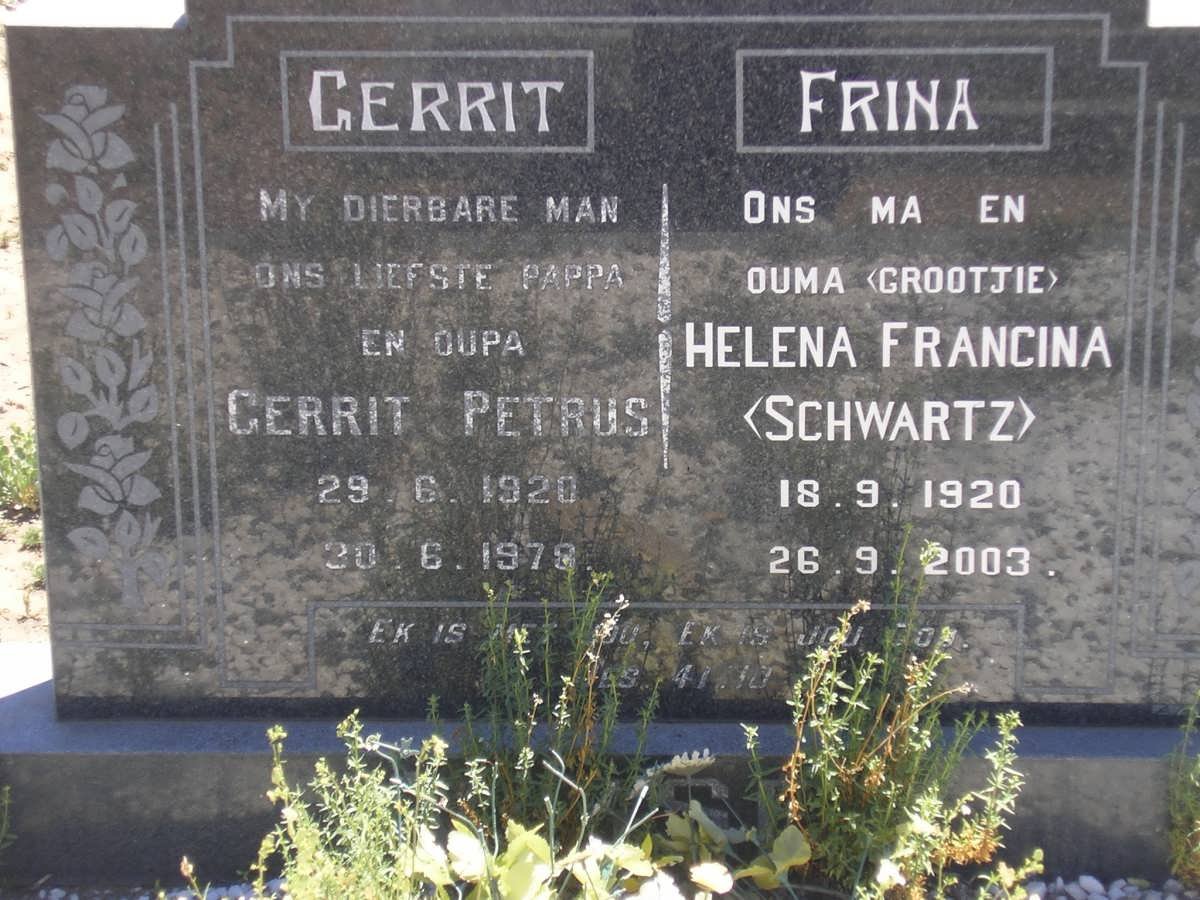 ? Gerrit Petrus 1920-1978 &amp; Helena Francina SCHWARTZ 1920-2003