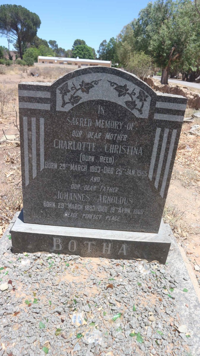 BOTHA Johannes Arnoldus 1883-1965 &amp; Charlotte Christina REED 1883-1965