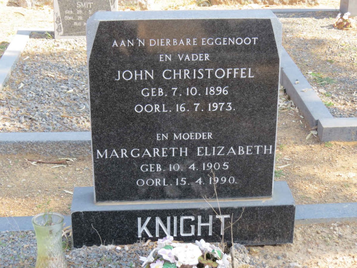 KNIGHT John Christoffel 1896-1973 &amp; Margareth Elizabeth 1905-1990