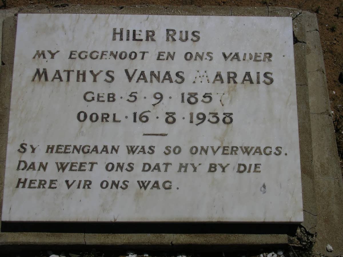 MARAIS Mathys Vanas 1857-1938