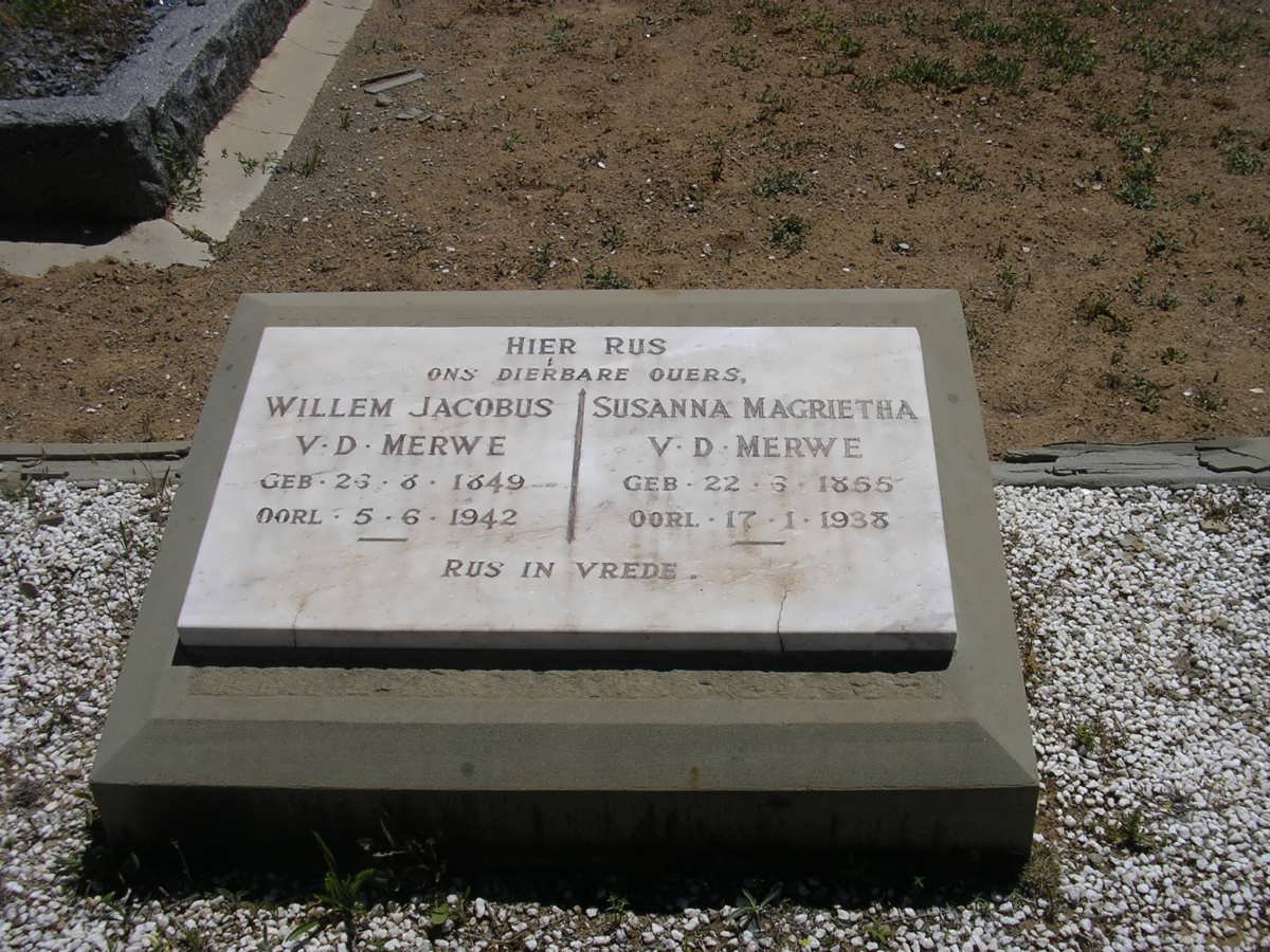 MERWE Willem Jacobus, v.d. 1849-1942 &amp; Susanna Magrietha 1855-1938
