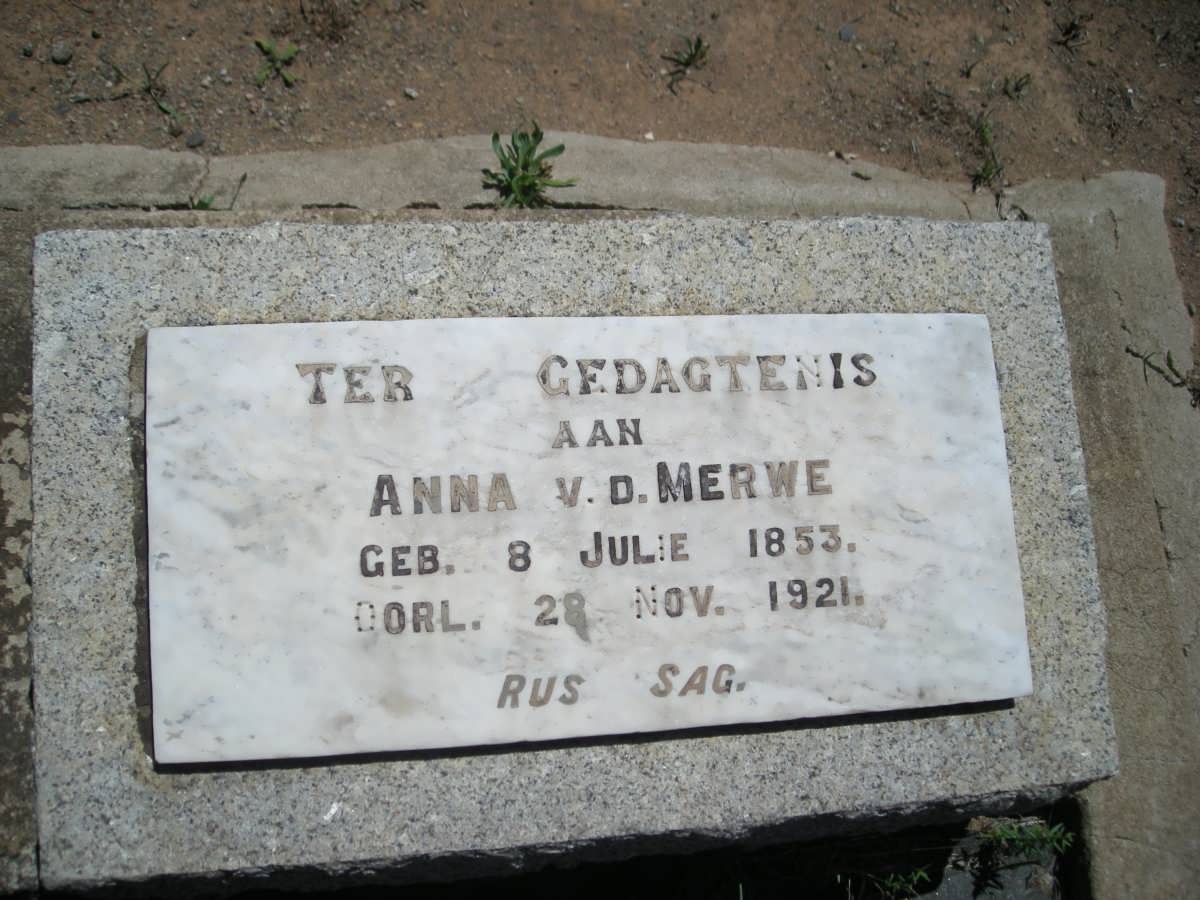 MERWE Anna, v.d. 1853-1921