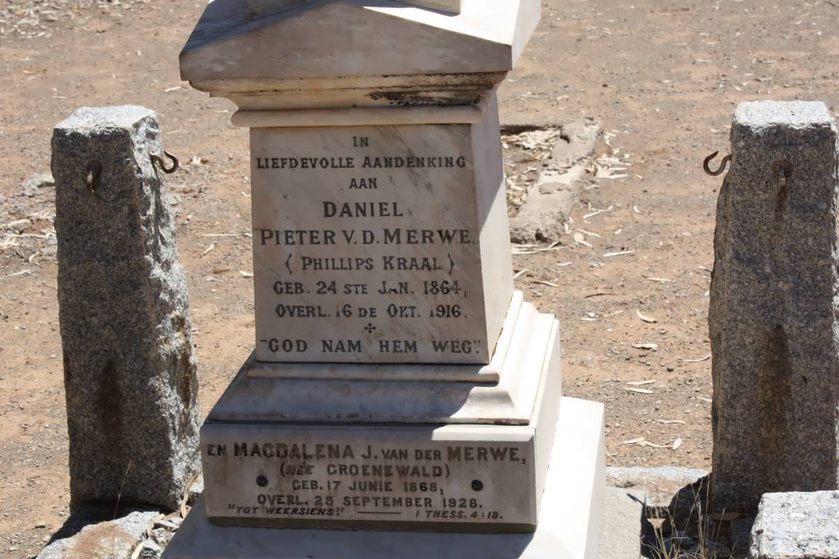 MERWE Daniel Pieter, v.d. 1864-1916 &amp; Magdalena J. GROENEWALD 1868-1928