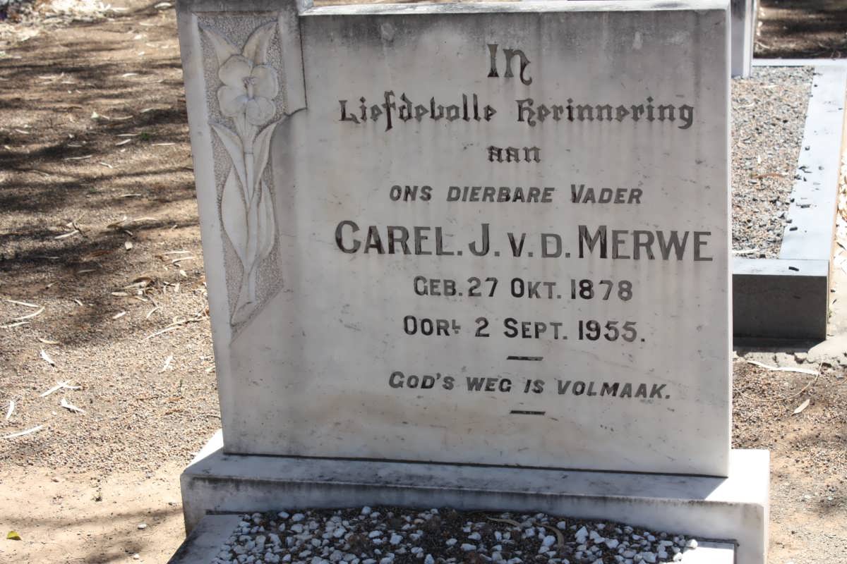 MERWE Carel J., v.d. 1878-1955