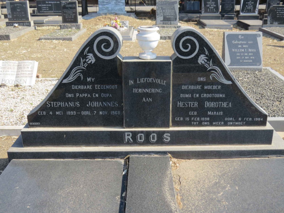 ROOS Stephanus Johannes 1899-1968 &amp; Hester Dorothea MARAIS 1898-1984