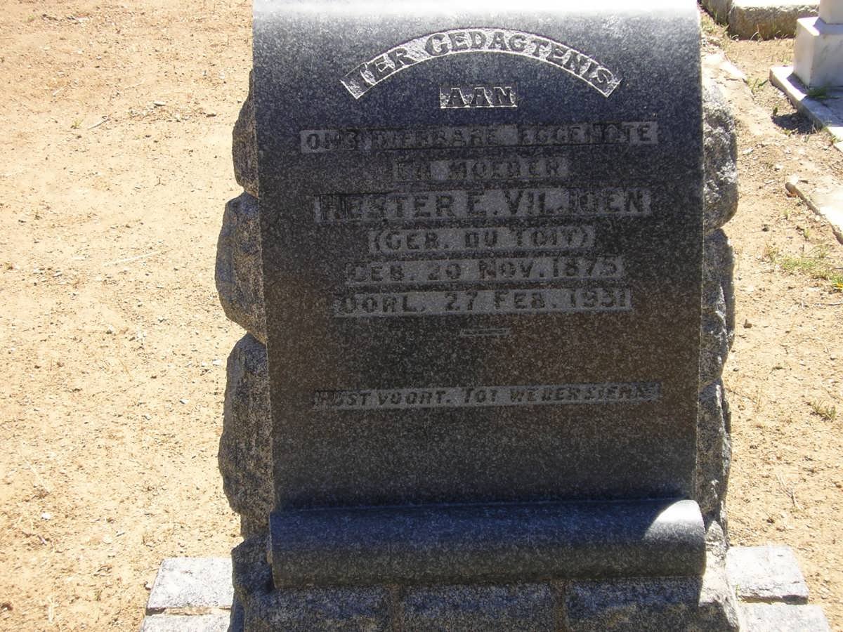 VILJOEN Hester E. nee du TOIT 1875-1931