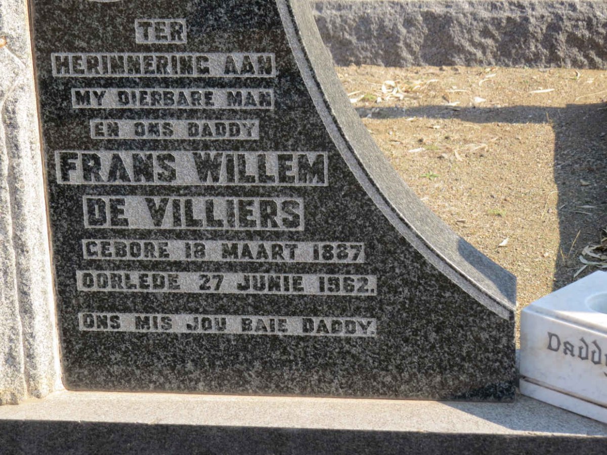 VILLIERS Frans Willem, de 1887-1962 &amp; Elsie Susanna ROOS 1912-1967