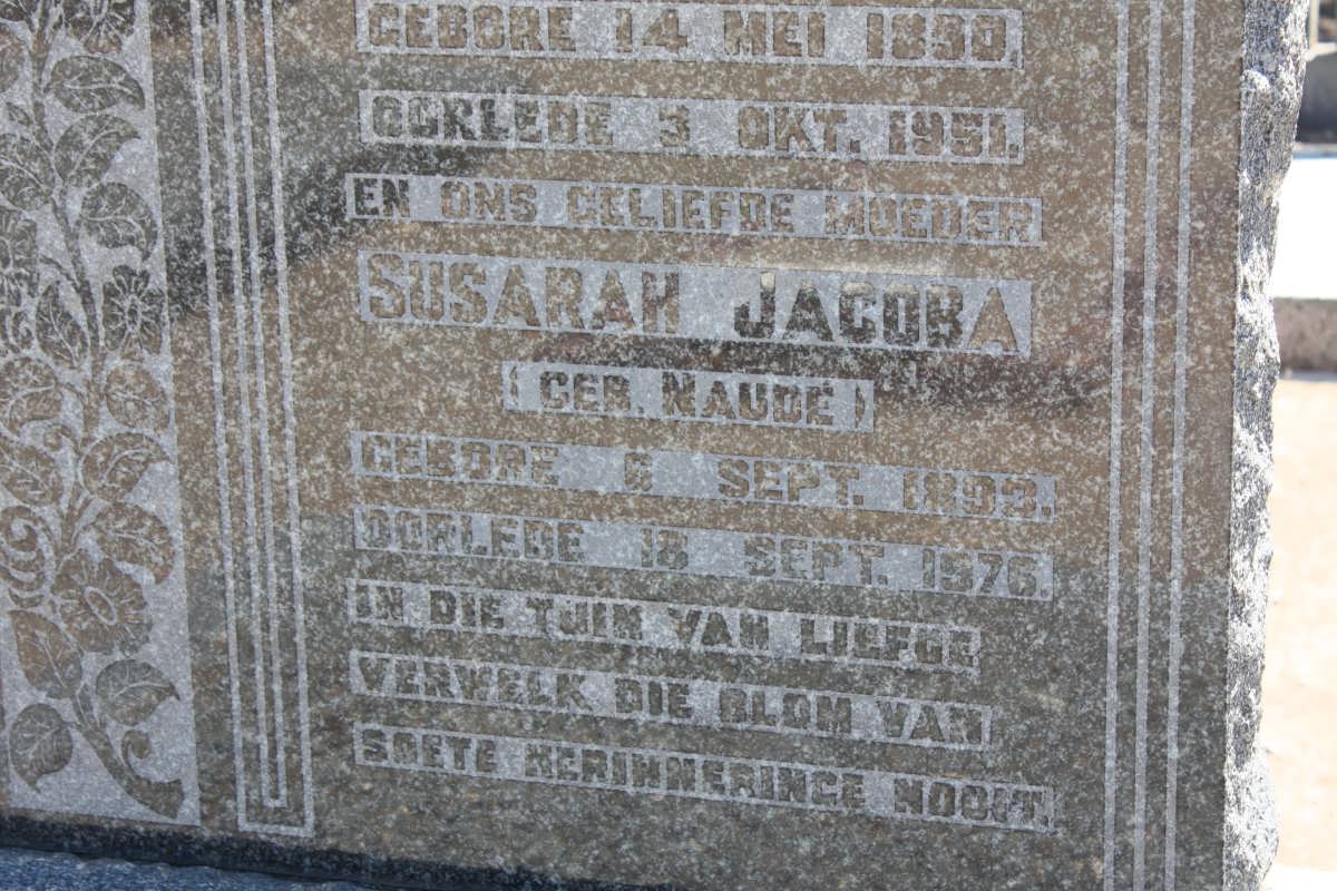 VISSER Christiaan Abraham 1890-1951 &amp; Susarah Jacoba NAUDÉ 1893-1976