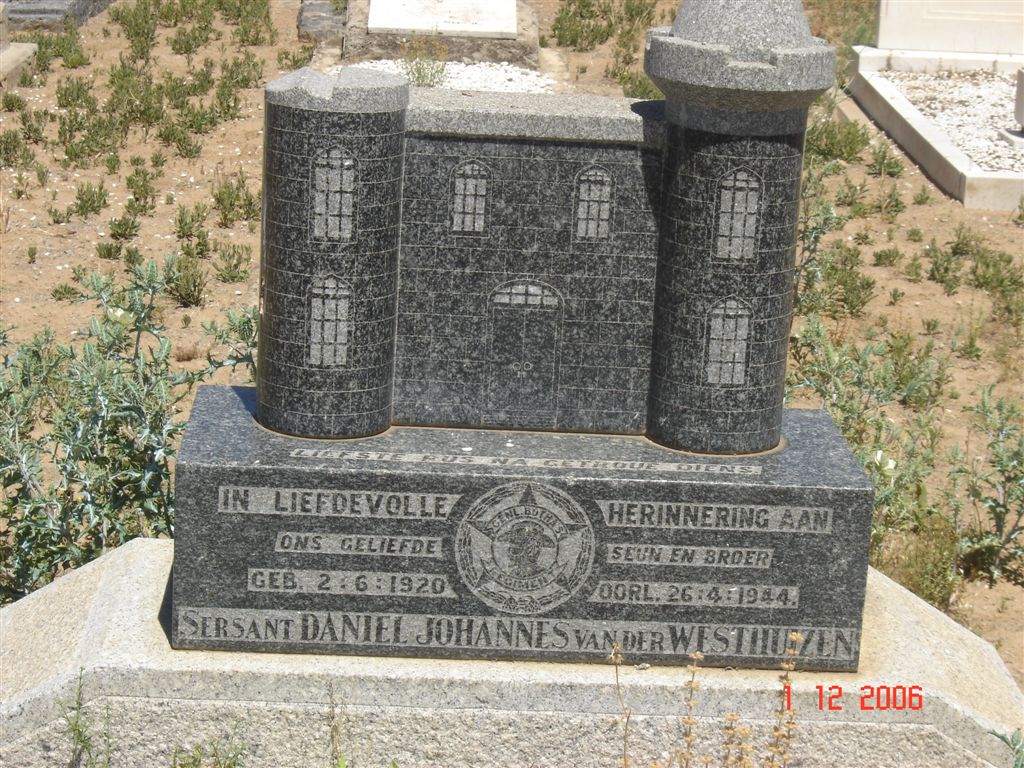 WESTHUIZEN Daniel Johannes, van der 1920-1944