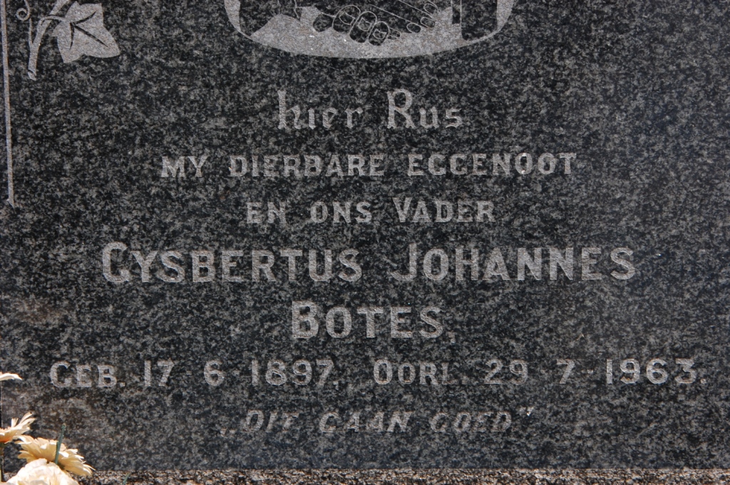 BOTES Gysbertus Johannes 1897-1963