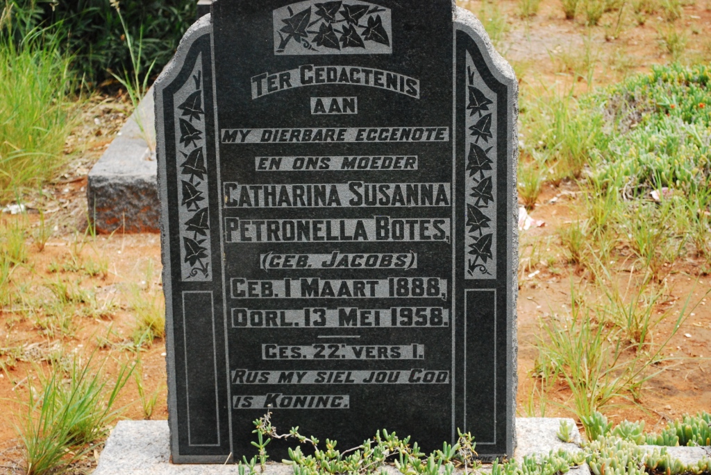 BOTES Catharina Susanna Petronella nee JACOBS 1888-1958