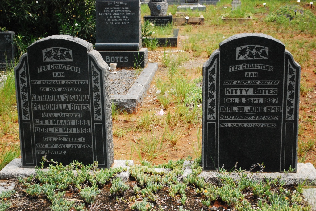 BOTES Catharina Susanna Petronella nee JACOBS 1888-1958 :: BOTES Kitty 1927-1943