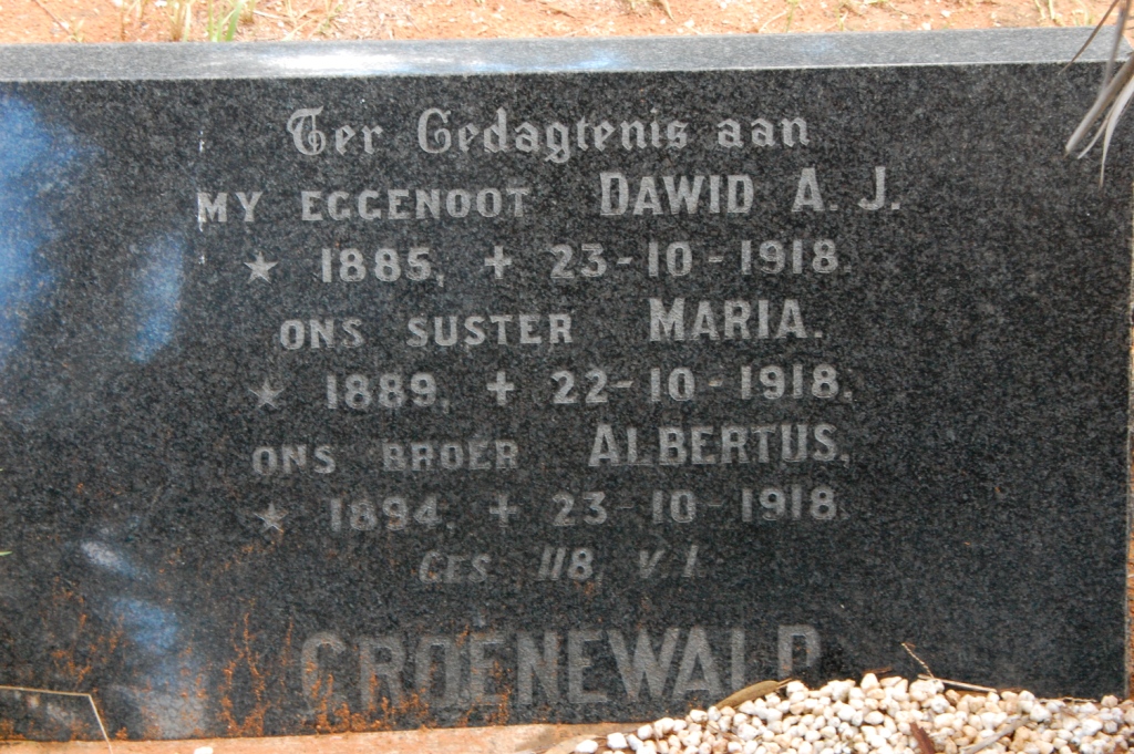 GROENEWALD Albertus 1894-1918 :: GROENEWALD Maria 1889-1918