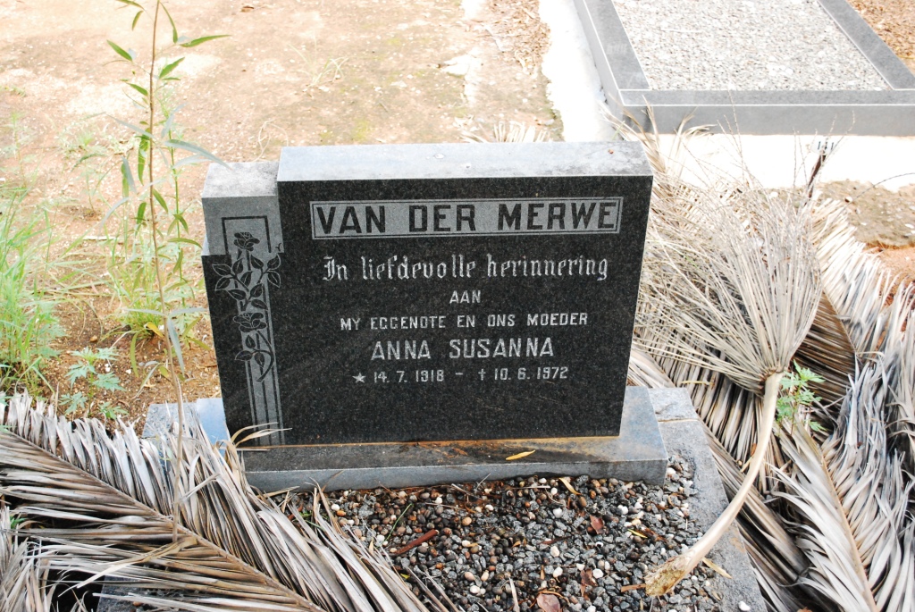 MERWE Anna Susanna, van der 1918-1972