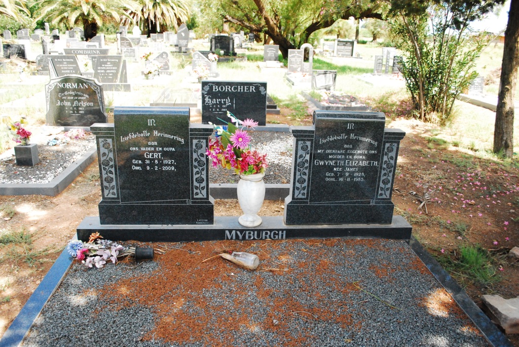 MYBURGH Gert 1927-2009 &amp; Gwyneth Elizabeth JAMES 1928-1985