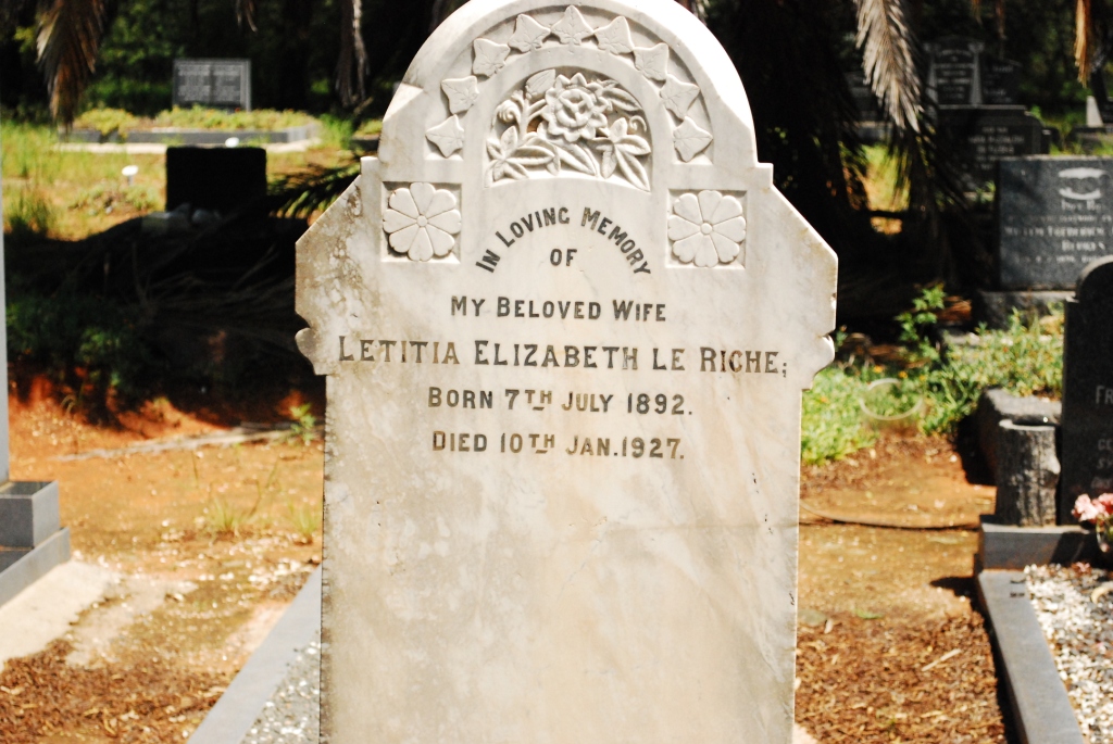 RICHE Letitia Elizabeth, le 1892-1927