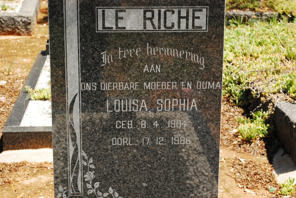 RICHE Louisa Sophia, le 1904-1986