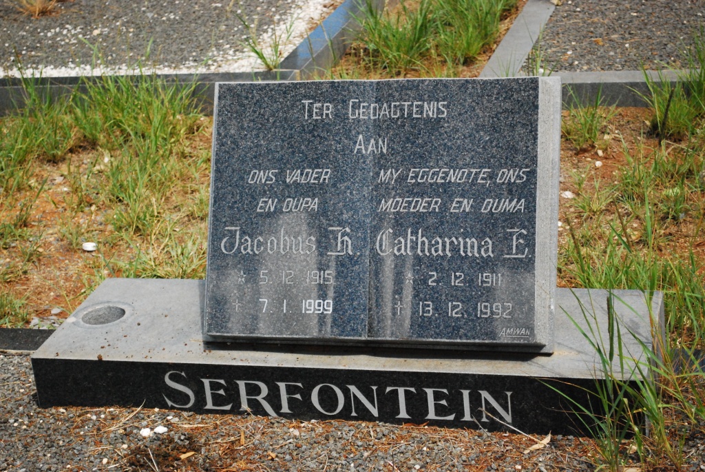 SERFONTEIN Jacobus H. 1915-1999 &amp; Catharina E. 1911-1992