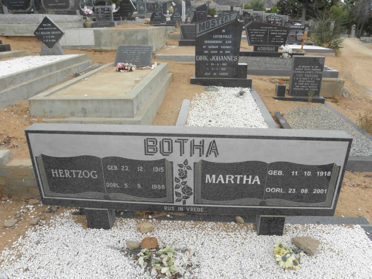 BOTHA Hertzog 1915-1988 &amp; Martha 1918-2001