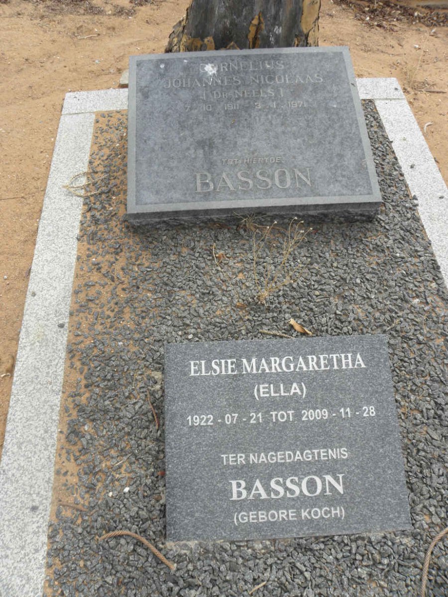 BASSON Cornelius Johannes Nicolaas 1911-1971 &amp; Elsie Margaretha KOCH 1922-2009