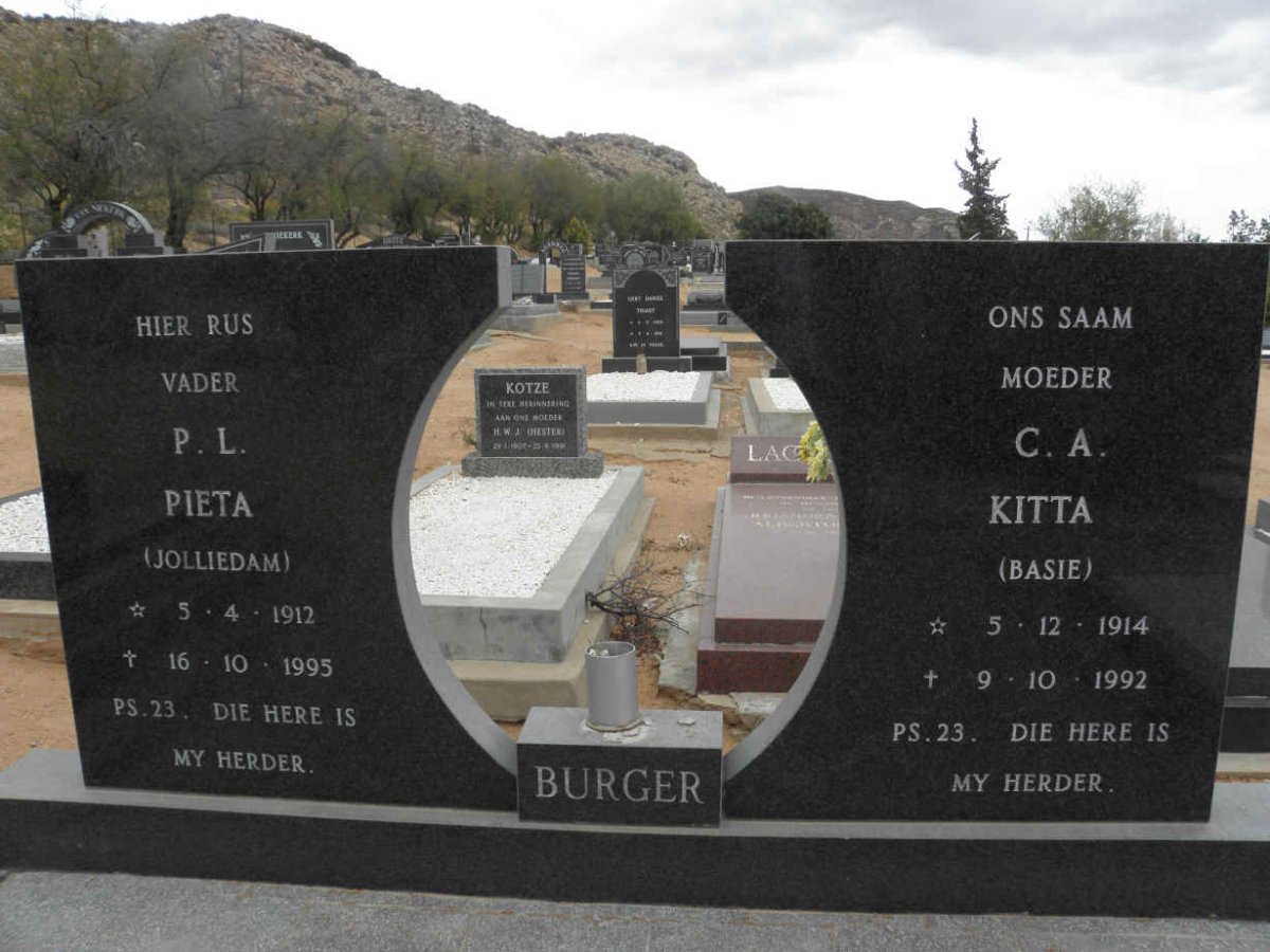 BURGER P.L. 1912-1995 &amp; C.A. 1914-1992