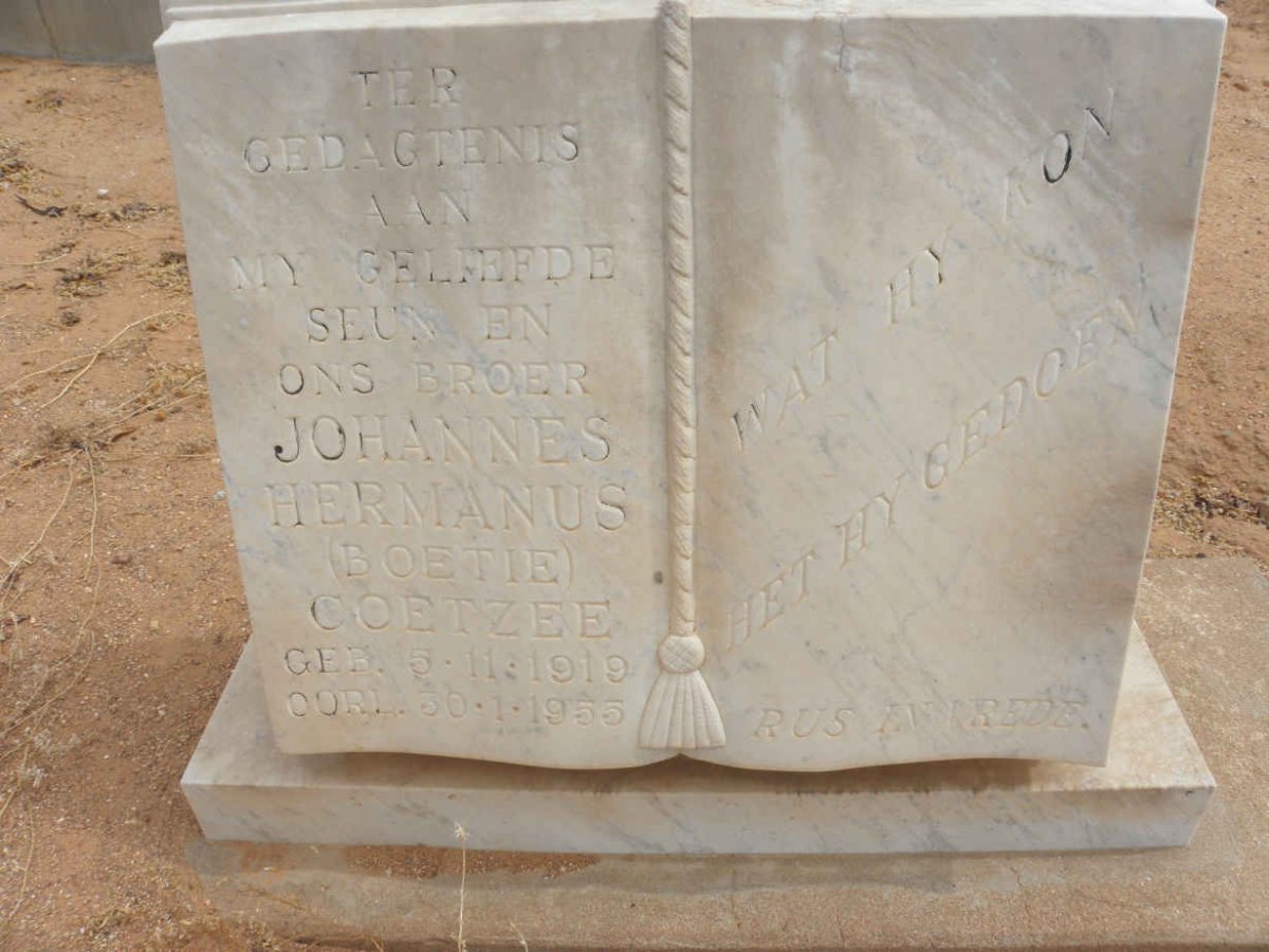 COETZEE Johannes Hermanus 1919-1953