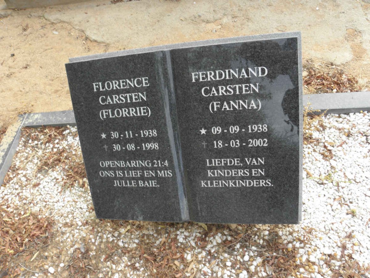 CARSTEN Ferdinand 1938-2002 &amp; Florence 1938-1998