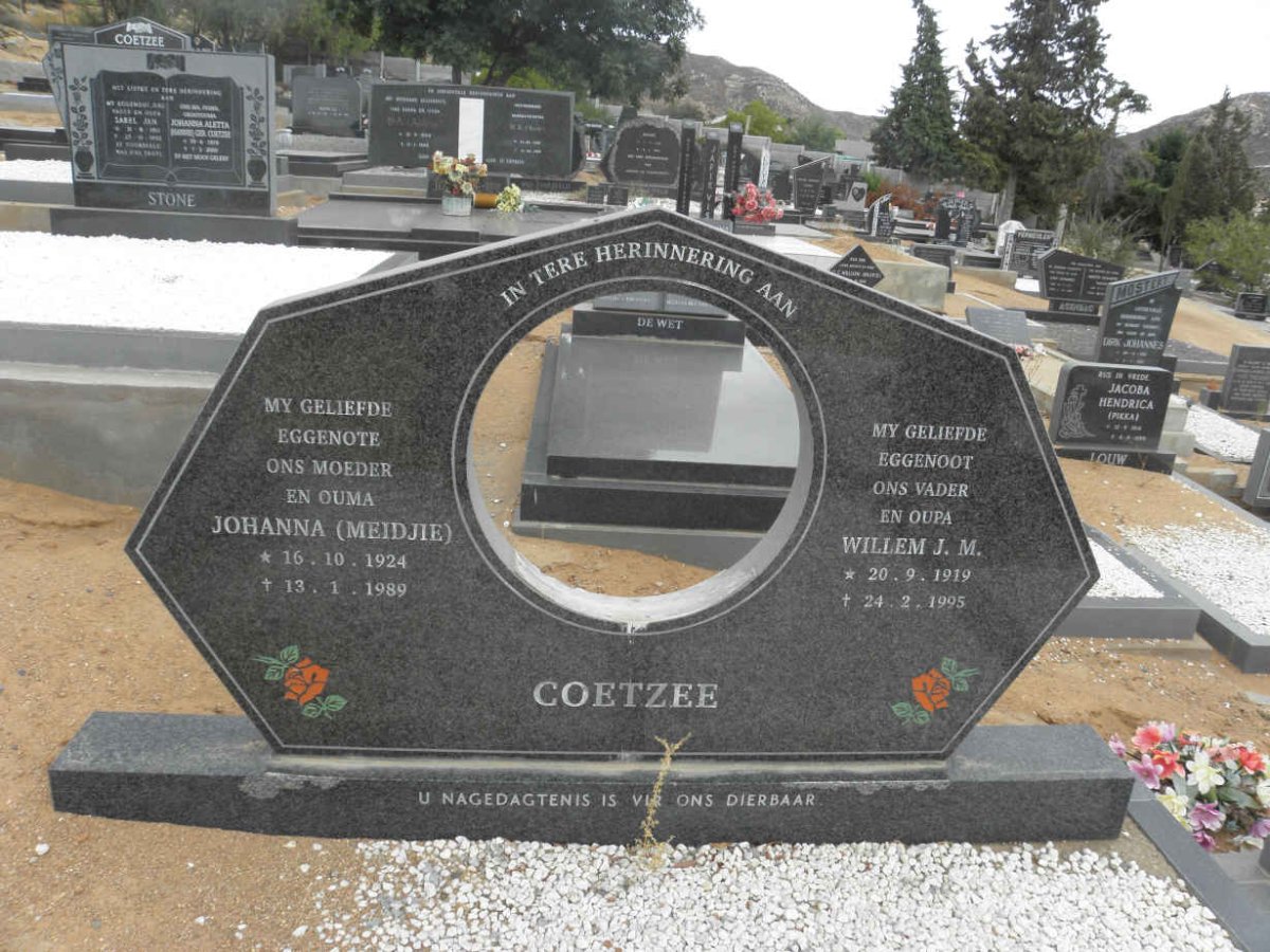 COETZEE Willem J.M. 1919-1995 &amp; Johanna 1924-1989