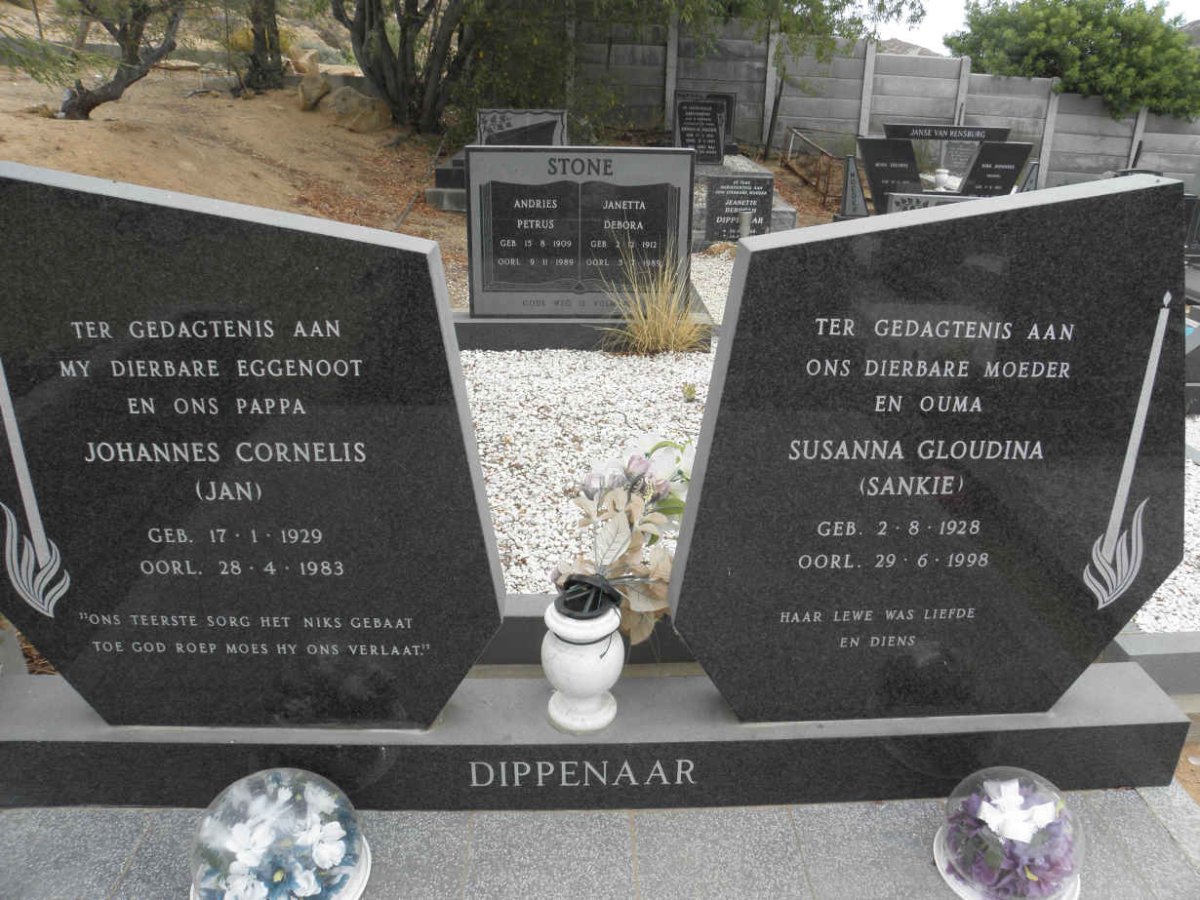 DIPPENAAR Johannes Cornelis 1929-1983 &amp; Susanna Gloudina 1928-1998