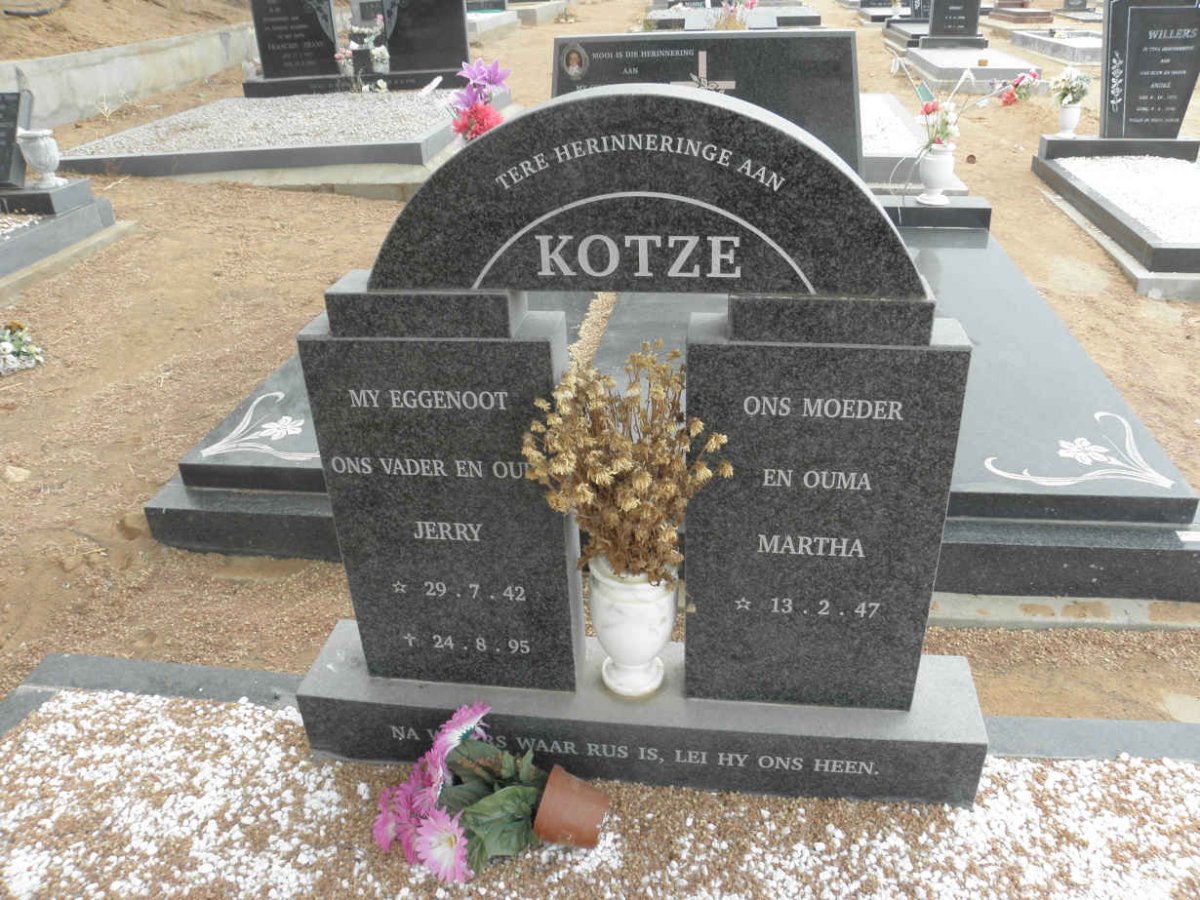 KOTZE Jerry 1942-1995 &amp; Martha 1947-