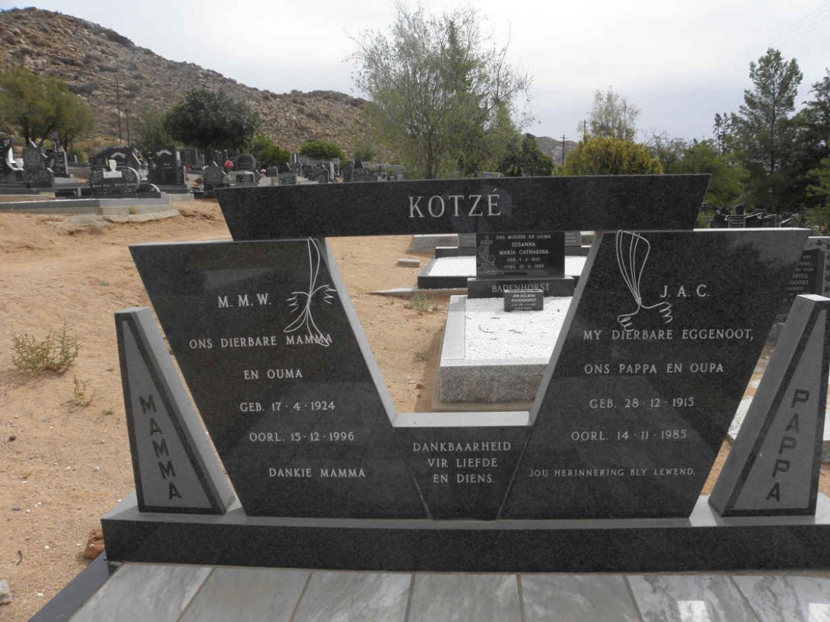 KOTZÉ J.A.C. 1915-1985 &amp; M.M.W. 1924-1996